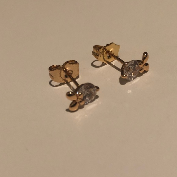 18K Gold Filled Rabbit Stud Earrings - Picture 7 of 8